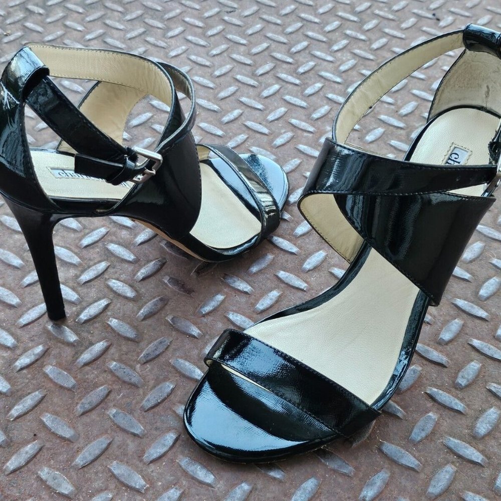 Charles David Women Heel Black Patent Leather Upper Sandal Strappy Shoes Size 7 - Picture 5 of 11